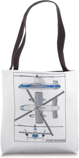 Fairey Rotodyne British Compound Gyroplane Diagram Tote Bag