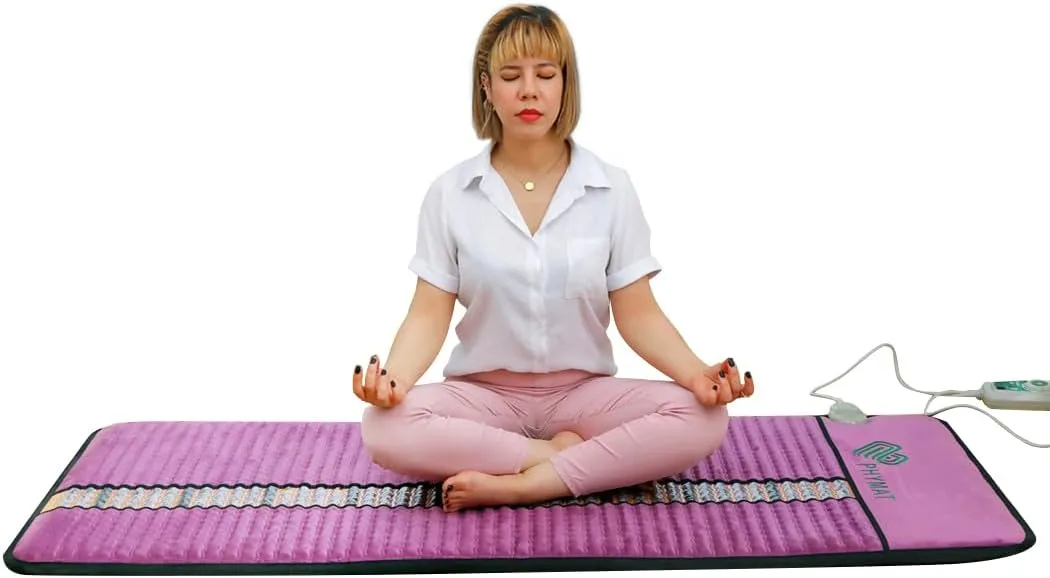 Far Infrared Heating Pad for Back,Full Body Amethyst Heating Pad,Gemstone Amethyst Obsidian Crystal Mat,Enhanced Reki, Yoga and Meditation Bio Mats(59x24inch)
