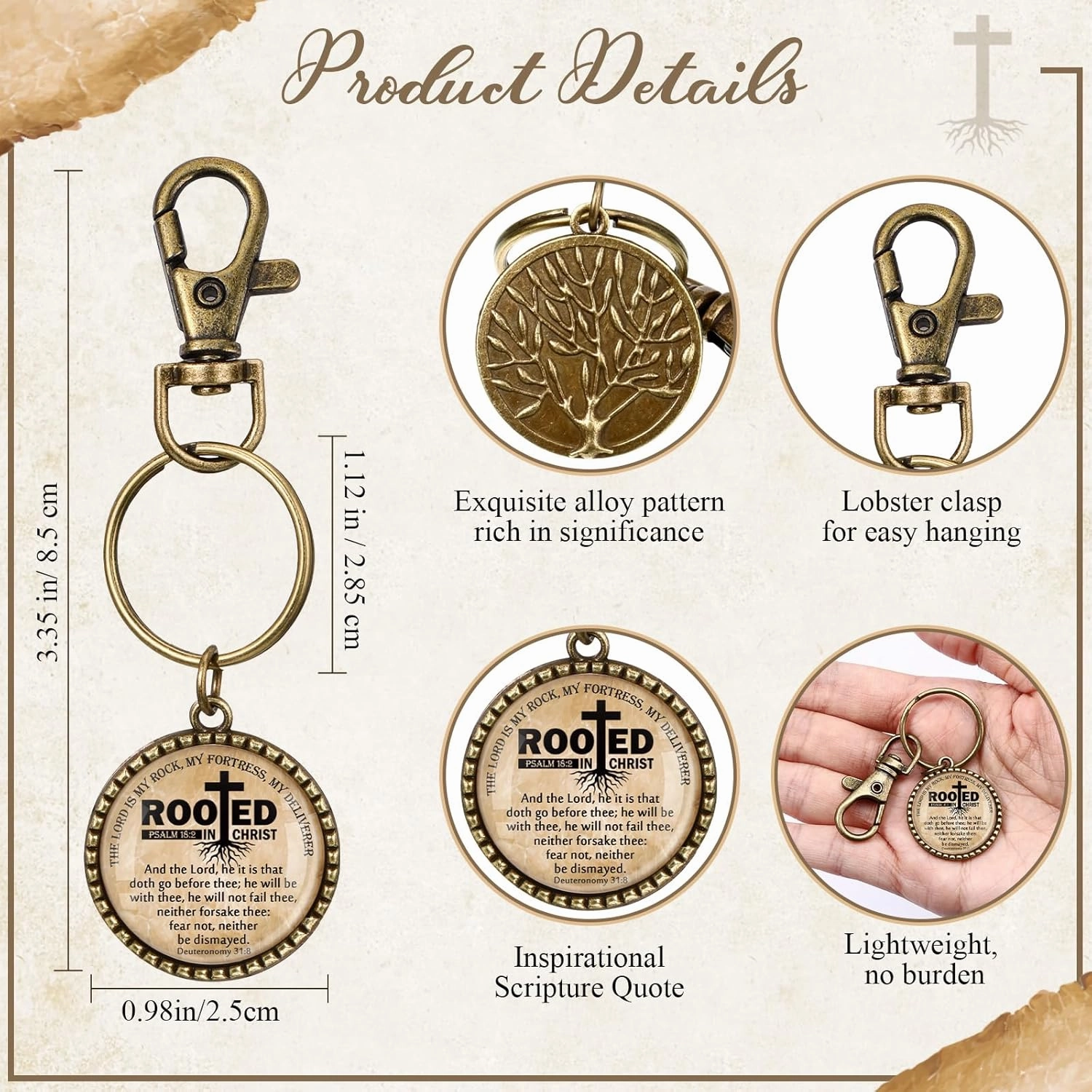 Father's Day Gift Keychain Bulk Christian Bible Verse Keychain Rooted Tree Religious Gift for Dad Church