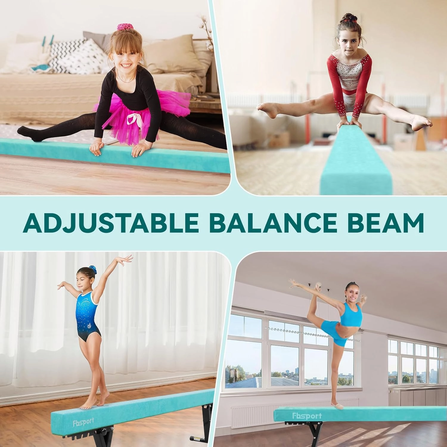 FBSPORT 8ft Adjustable Balance Beam: High and Low Floor Beam Gymnastics Equipment for Kids/Adults,Gymnastics Beam for Training,Practice, Physical Therapy and Professional Home Training with Legs