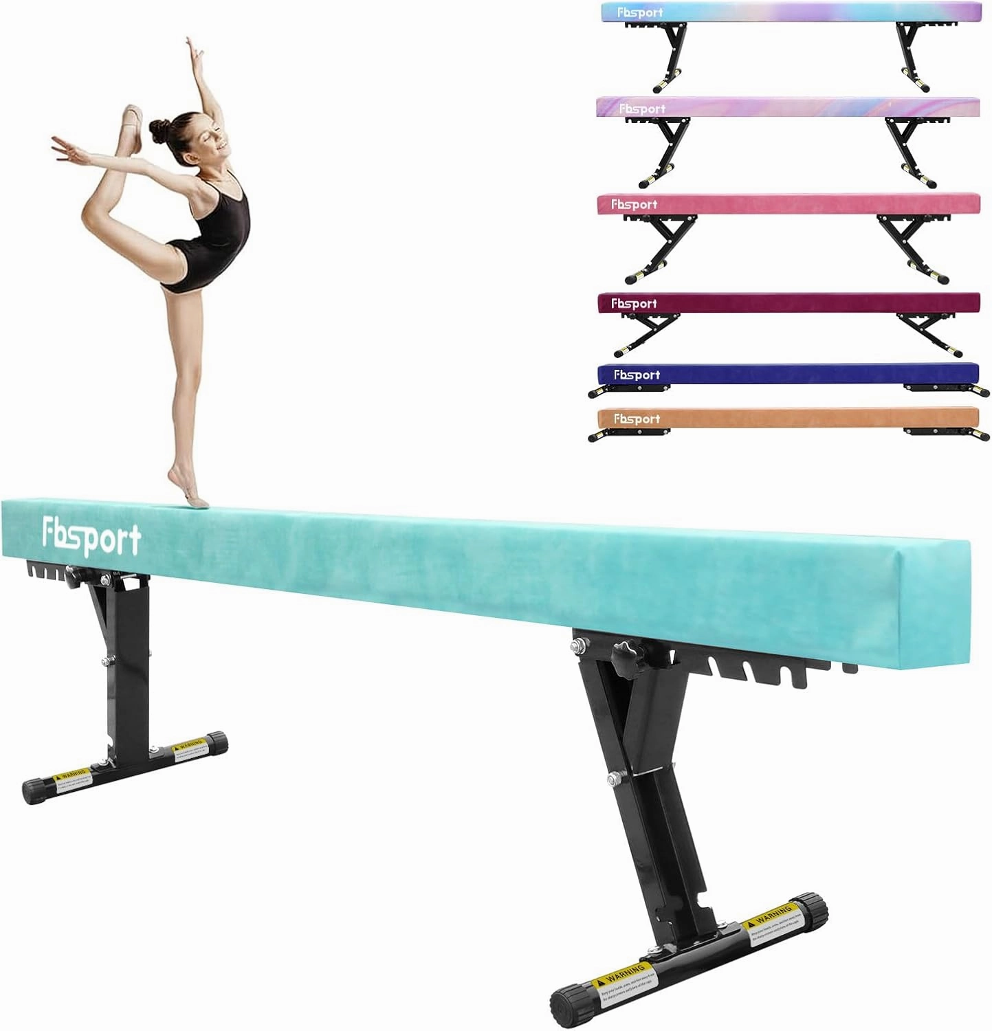 FBSPORT 8ft Adjustable Balance Beam: High and Low Floor Beam Gymnastics Equipment for Kids/Adults,Gymnastics Beam for Training,Practice, Physical Therapy and Professional Home Training with Legs