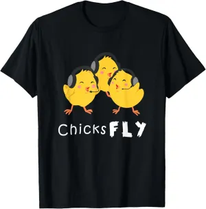 Female Pilot Gift Womens Jet Plane Aviation Chick T-Shirt