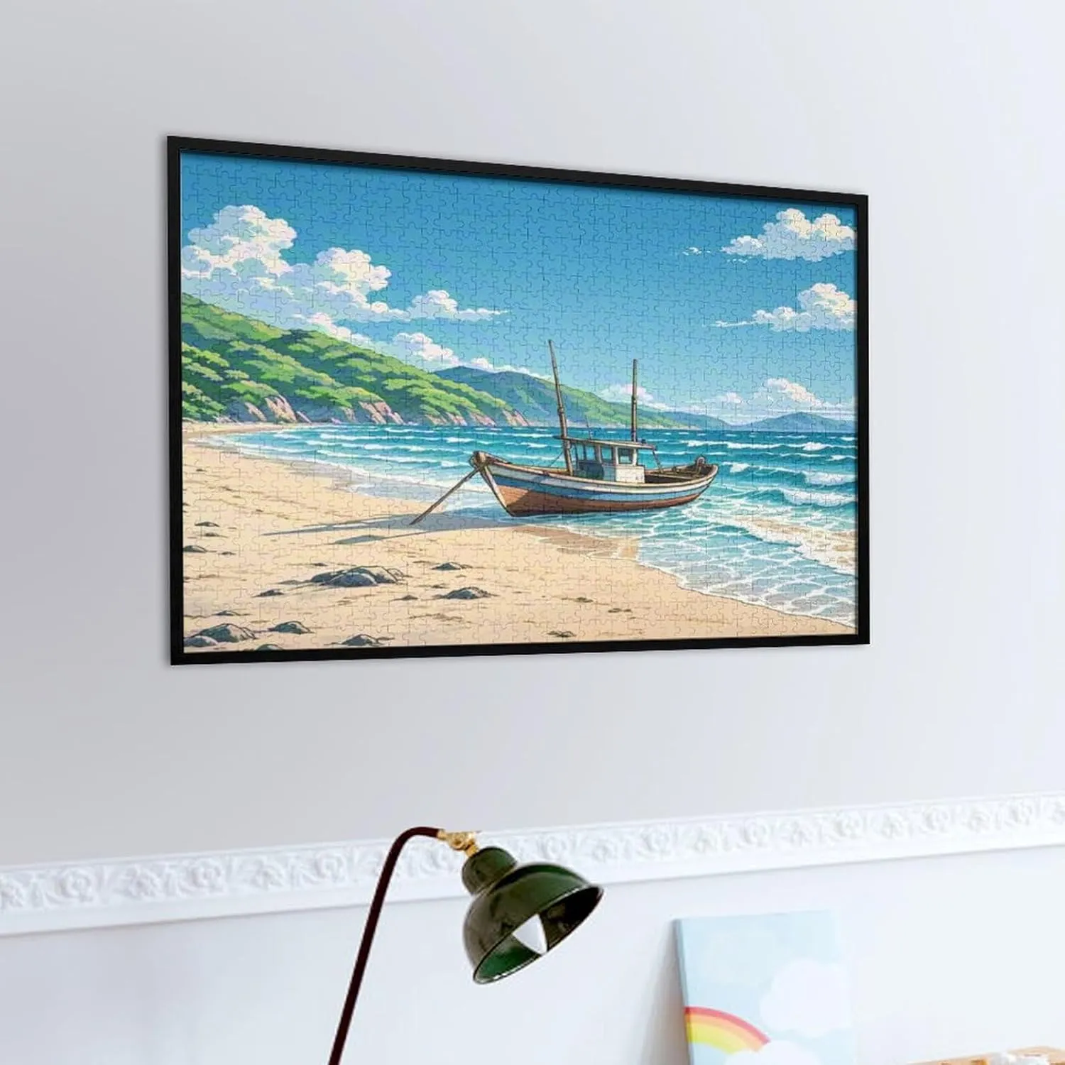 Fishing Boat Seaside Anime 1000 Piece Wooden Puzzle for Adults Educational Intellectual Game for Men Women Family Kids Jigsaw Puzzles