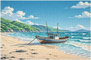 Fishing Boat Seaside Anime 1000 Piece Wooden Puzzle for Adults Educational Intellectual Game for Men Women Family Kids Jigsaw Puzzles