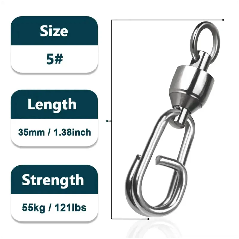 Fishing lure connectors: 9km dwlife ball bearing swivel stainless split ring (25~100pcs)