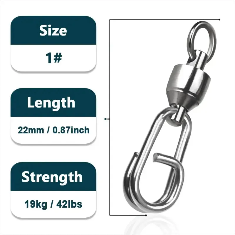 Fishing lure connectors: 9km dwlife ball bearing swivel stainless split ring (25~100pcs)