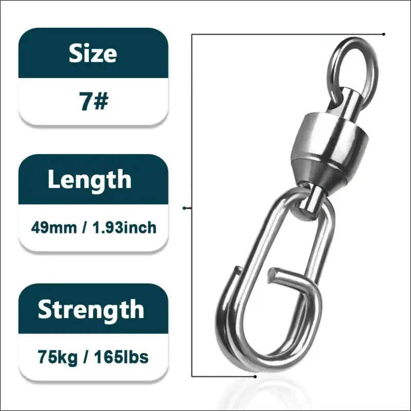 Fishing lure connectors: 9km dwlife ball bearing swivel stainless split ring (25~100pcs)