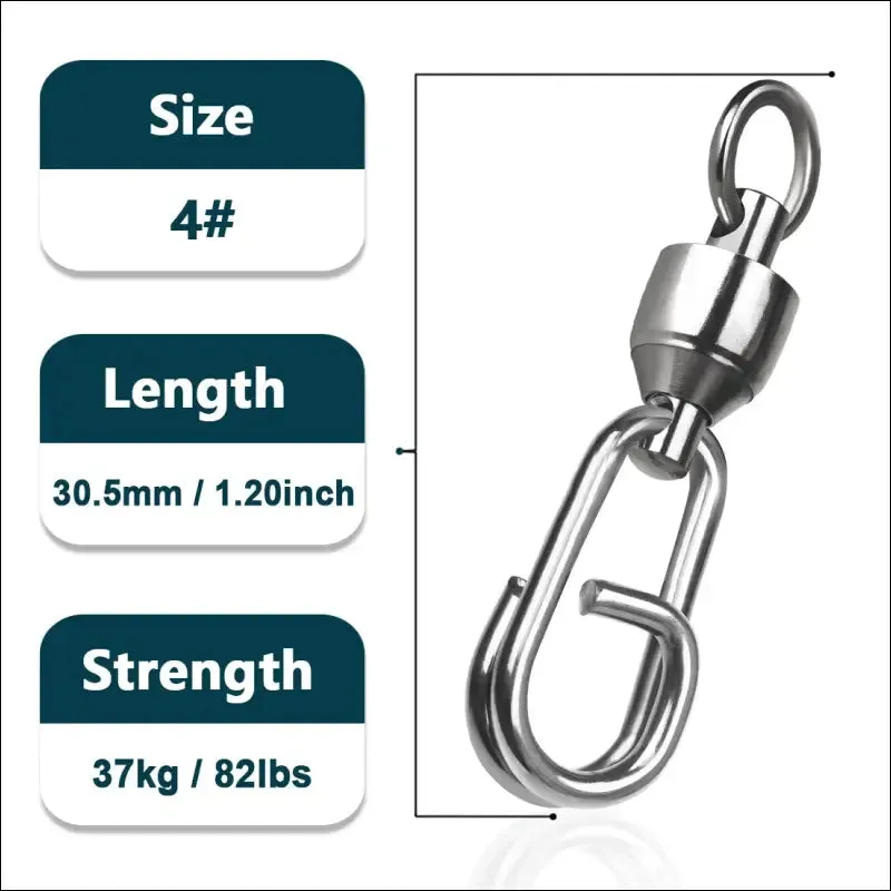 Fishing lure connectors: 9km dwlife ball bearing swivel stainless split ring (25~100pcs)