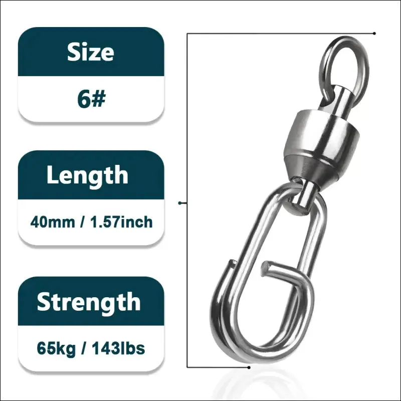 Fishing lure connectors: 9km dwlife ball bearing swivel stainless split ring (25~100pcs)