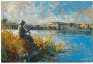 Fishing Man Jigsaw Wooden Puzzles 1000 Pieces,Unique Artwork for Adults,Fun Fishing Man High Difficulty Puzzle,1000 Piece Jigsaw Puzzle for Adults Challenging Puzzle Perfect for Game Nights