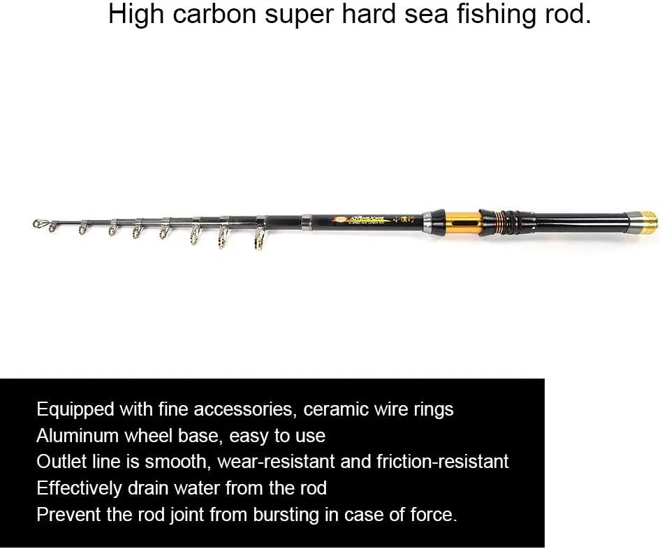 Fishing Rod, Mini Portable Sea Fishing Carbon Rod Fishing Stick Fishing Rod Telescopic Ceramic Wire Ring