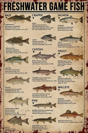 Fishing Jigsaw Puzzles 1000 Piece for Adults - Freshwater Game Fish Type of Fish Knowledge Wooden Puzzle Fun Games Stress Relief Toys for Home Decor Living Room Decor