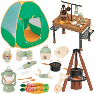 Fistone 50pcs Kids Camping Set with Folding Storage Table & Tent - Includes Projector Flashlight, Toddler Toys for Boys with Campfire, Pretend Play Camping Set with Food Toy, Ideal for Gift