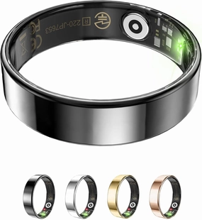 Fitness Tracker, Smart Ring for Women Men, Sleep Tracker Ring with 24/7 Heart Rate Monitor, Fitness Ring with Activity Tracker, Step Counter, Calorie Pedometer, No APP Fee, iOS Android (Black, 11)