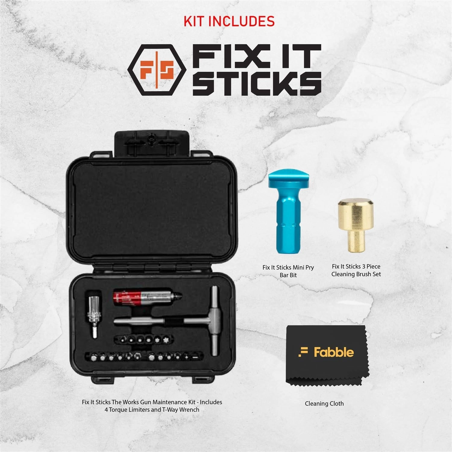 Fix It Sticks Maintenance Toolkit Bundle: Hardcase Set with T-Handle Wrench, Torque Drivers, Battery Cap Tool, Brass Hammer Head, and Microfiber Cleaning Cloth