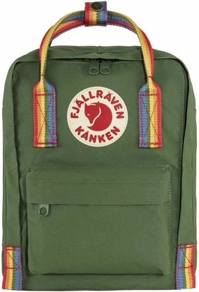 Fjallraven F23621621-907 Kanken Rainbow Mini Spruce Green-Rainbow Pattern, 20 x 13 x 29 cm