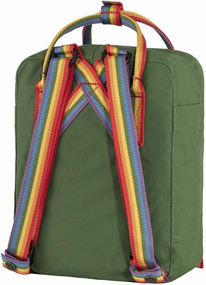 Fjallraven F23621621-907 Kanken Rainbow Mini Spruce Green-Rainbow Pattern, 20 x 13 x 29 cm