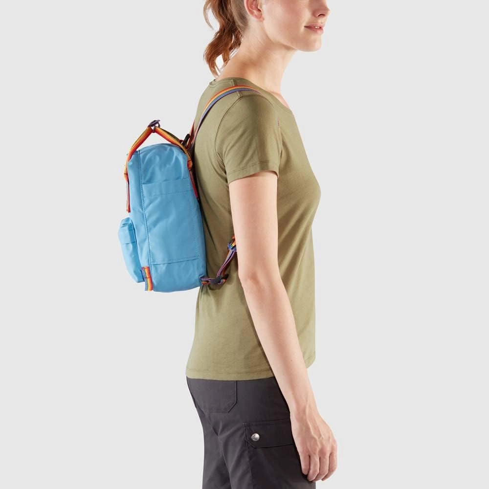 Fjallraven F23621621-907 Kanken Rainbow Mini Spruce Green-Rainbow Pattern, 20 x 13 x 29 cm