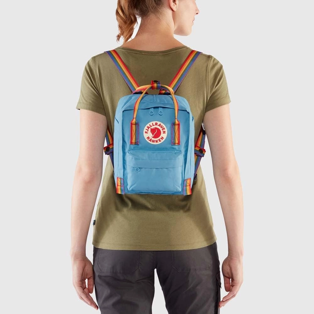 Fjallraven F23621621-907 Kanken Rainbow Mini Spruce Green-Rainbow Pattern, 20 x 13 x 29 cm