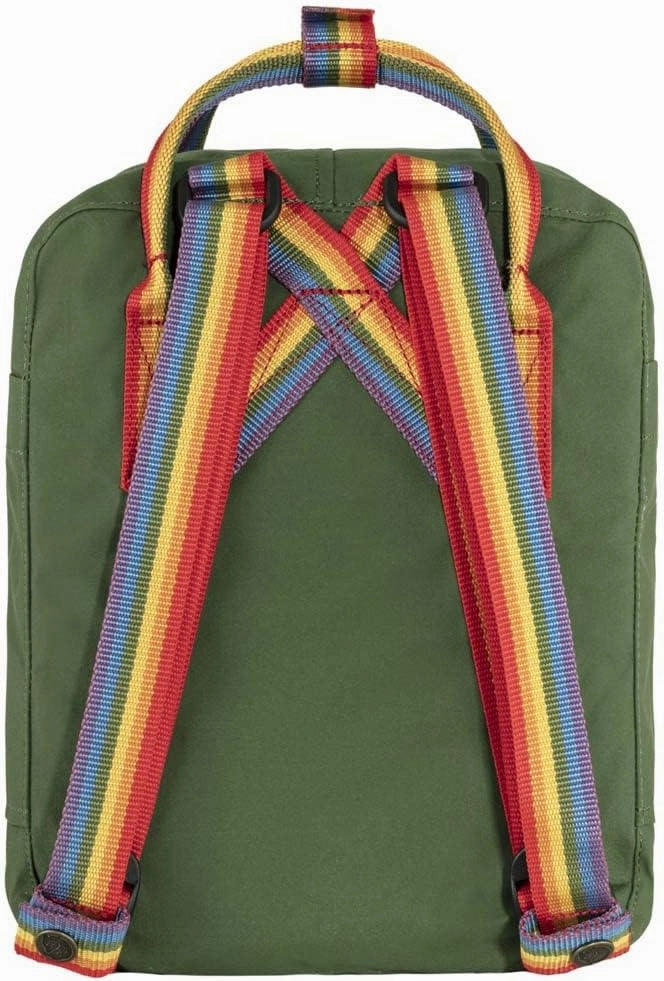 Fjallraven F23621621-907 Kanken Rainbow Mini Spruce Green-Rainbow Pattern, 20 x 13 x 29 cm