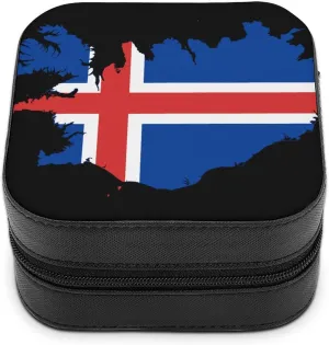 Flag Map of Iceland Custom Jewelry Case for Women Travel Holder Organizer Box for Rings Earrings Necklaces Gifts