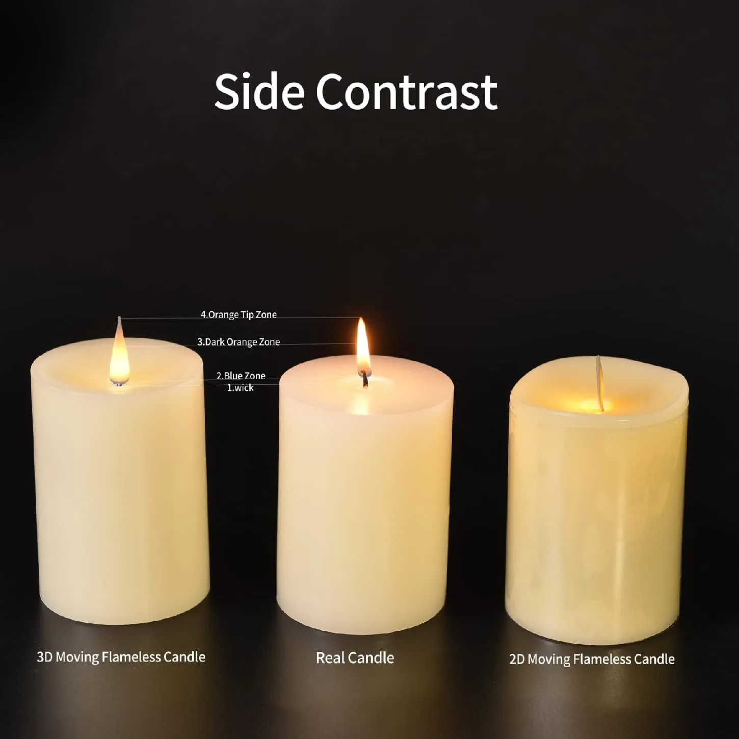 Flameless Pillar Candles Flickering with Remote Timer, Battery Operated LED Candles Up to 400 Hours, 3D Moving Flame Real Wax Candles, D4 x H6, Remote Included (Ice Blue, 4in)