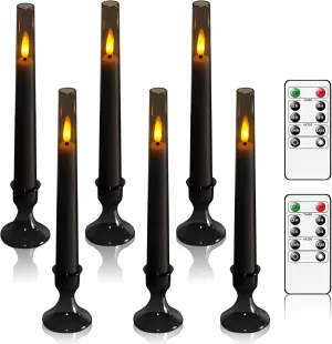 Flameless Taper Candles,with Remote and Timer Flickering Flameless Candles,6 Pack Led Candles,with Base Battery Operated Candles， Taper Candles for Home, Wedding, Party (Grey)