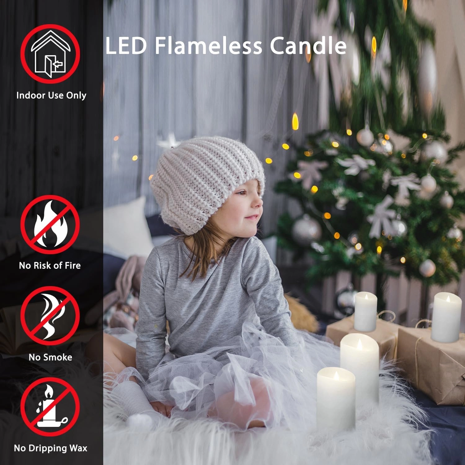 Flameless LED Candles with Remote Control, 4"x 10.3"Flickering 3D Moving Flame Battery Operated Candles in Real Wax Shell for Indoor Use, Home Decor White