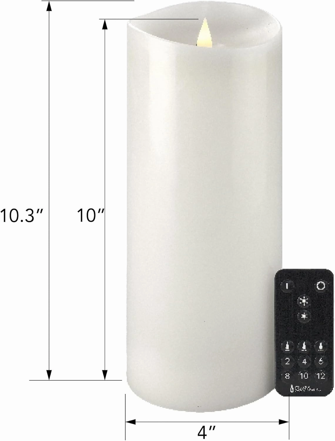 Flameless LED Candles with Remote Control, 4"x 10.3"Flickering 3D Moving Flame Battery Operated Candles in Real Wax Shell for Indoor Use, Home Decor White