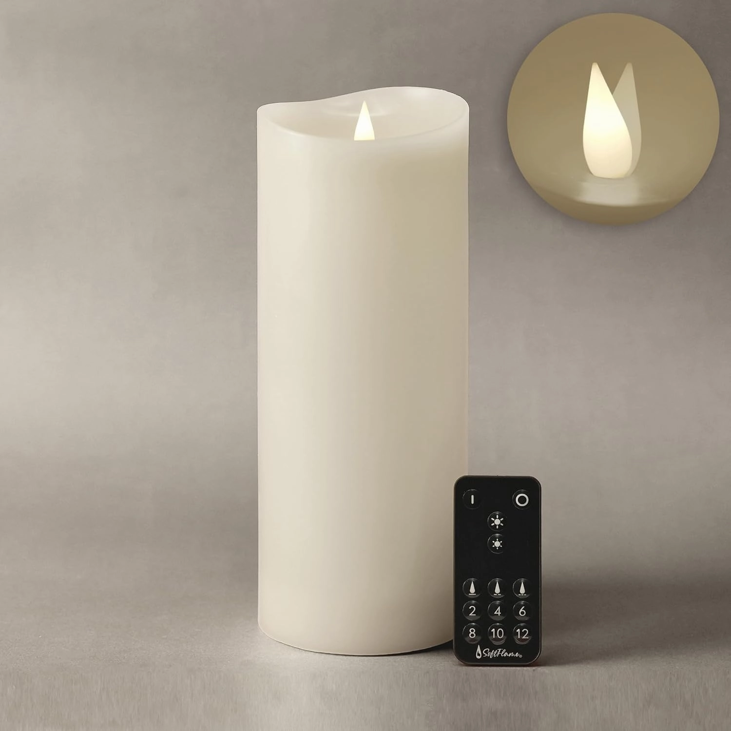 Flameless LED Candles with Remote Control, 4"x 10.3"Flickering 3D Moving Flame Battery Operated Candles in Real Wax Shell for Indoor Use, Home Decor White