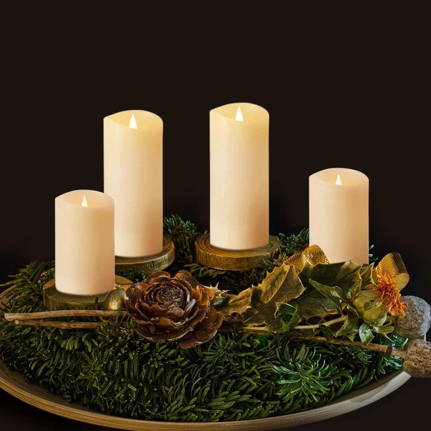 Flameless LED Candles with Remote Control, 4"x 10.3"Flickering 3D Moving Flame Battery Operated Candles in Real Wax Shell for Indoor Use, Home Decor White