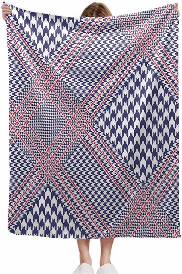 Flannel Fleece Throw Blanket 50" x 60" Print Glen Country Scottish Plaid Prince Pattern Nautical Palette Mens Red Trend Textures Border Blanket Winter Plush Fluffy Bed Blanket for Sofa Couch Bed