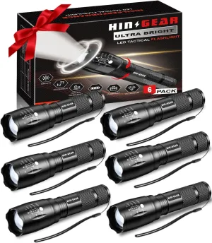 Flashlights High Lumens 6PCS, 1 Mode LED Flashlight Super Bright, Small Pocket Flashlight Bulk, Water Resistant Tactical Flash Light for Emergency, Camping, Gift for Men Dad Christmas