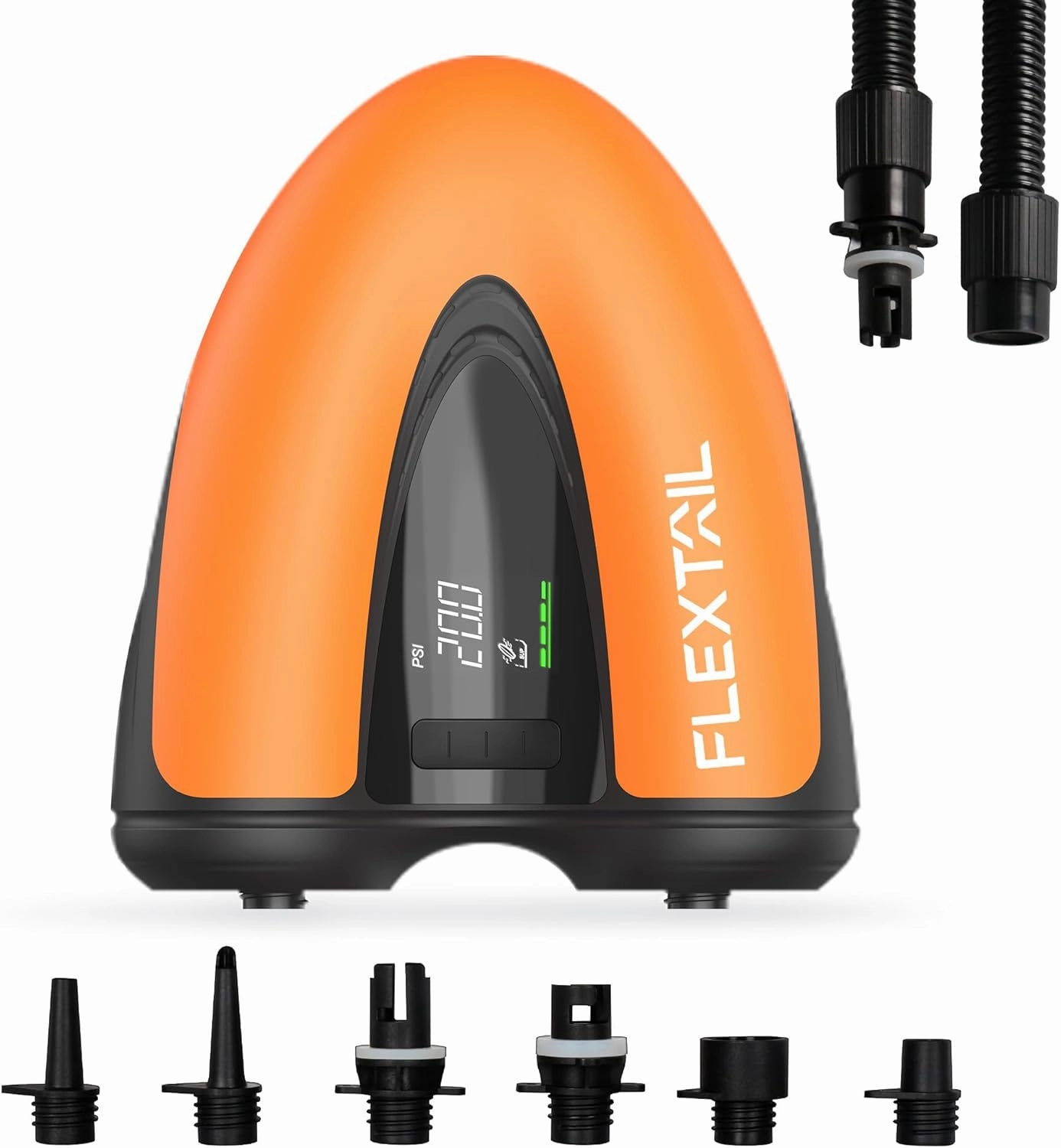 FLEXTAILGEAR Electric EVO SUP Pump, 20PSI High Pressure Air Pump, Dual Stage Inflation Pump for Paddle Boards, Kayaks, Boats, Inflatable Tents & Accessories, 12V Rechargeable Battery