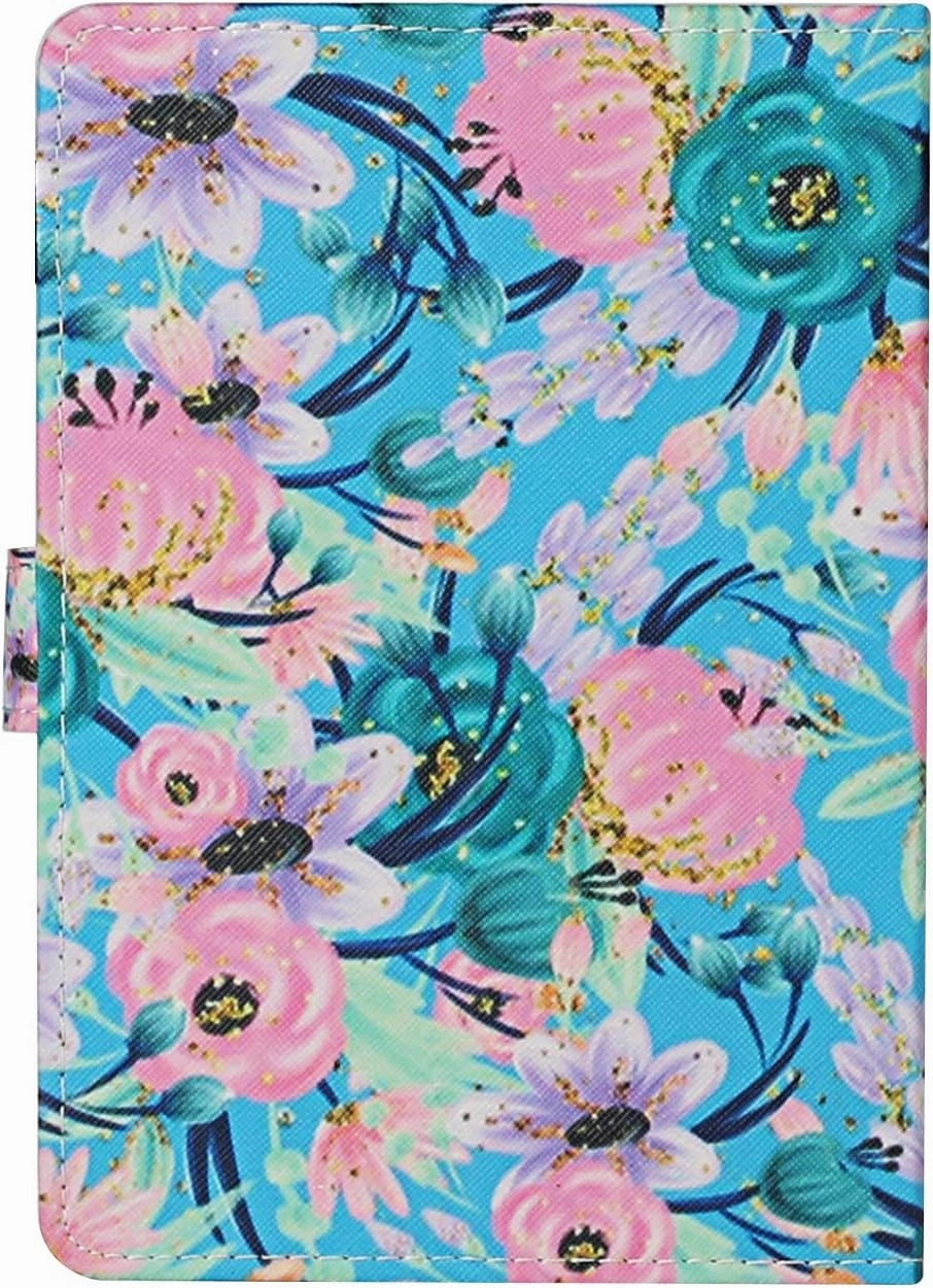 Flower Universal Case for 8 Inch Tablet, Techcircle Stand Folio Floral Design PU Leather Magnetic [Card Holder] Cover for Asus ZenPad 8, LG G-Pad 8.0 8.3, Samsung Tab 8.0" 8.4", Pink Blue Flowers