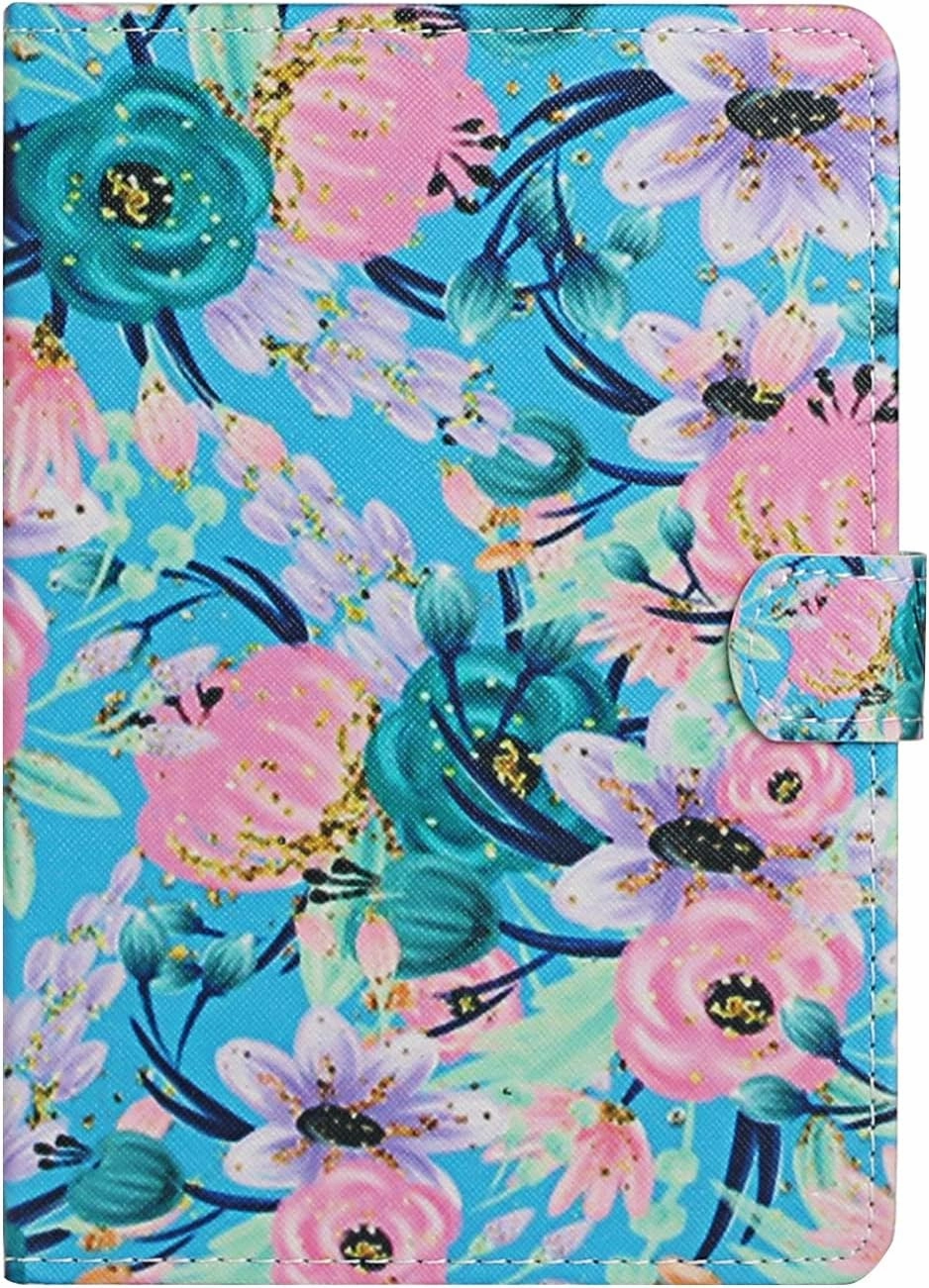 Flower Universal Case for 8 Inch Tablet, Techcircle Stand Folio Floral Design PU Leather Magnetic [Card Holder] Cover for Asus ZenPad 8, LG G-Pad 8.0 8.3, Samsung Tab 8.0" 8.4", Pink Blue Flowers