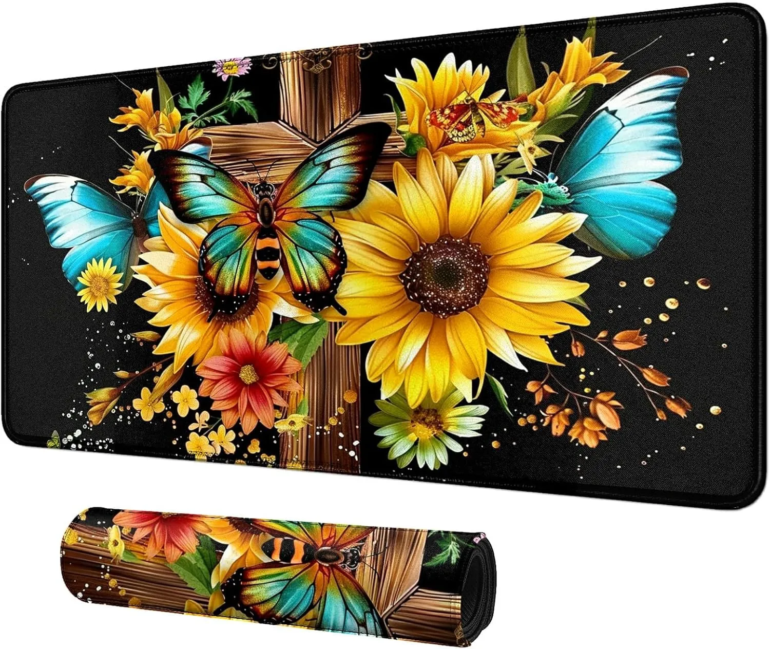 Flowers Like Sunflower Card Mat for MTG & TCG Playmat Mouse Pad,23.6" x 13.8" Game Mat Trading Card Game Playmats Table Mat Perfect for Card Games Video Games Computer Office