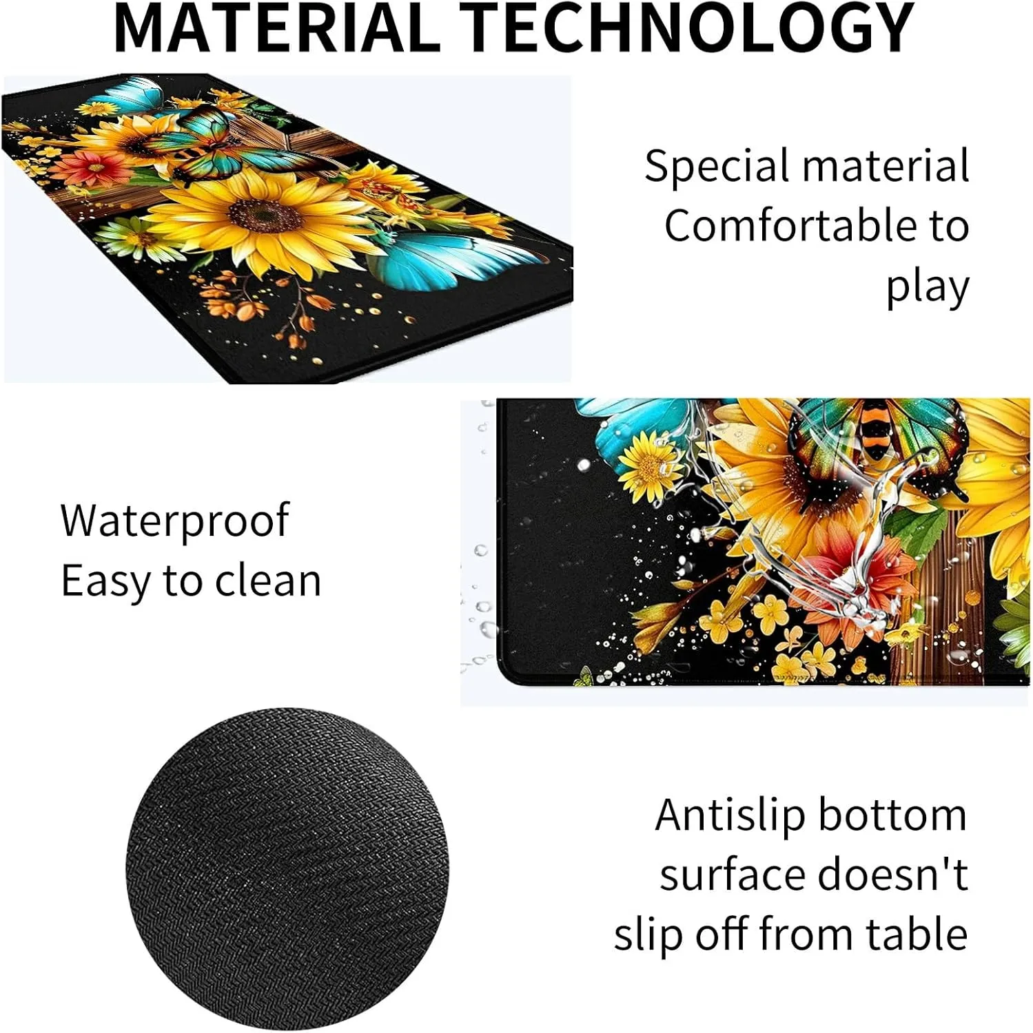 Flowers Like Sunflower Card Mat for MTG & TCG Playmat Mouse Pad,23.6" x 13.8" Game Mat Trading Card Game Playmats Table Mat Perfect for Card Games Video Games Computer Office