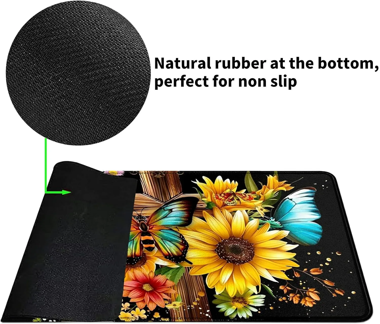 Flowers Like Sunflower Card Mat for MTG & TCG Playmat Mouse Pad,23.6" x 13.8" Game Mat Trading Card Game Playmats Table Mat Perfect for Card Games Video Games Computer Office