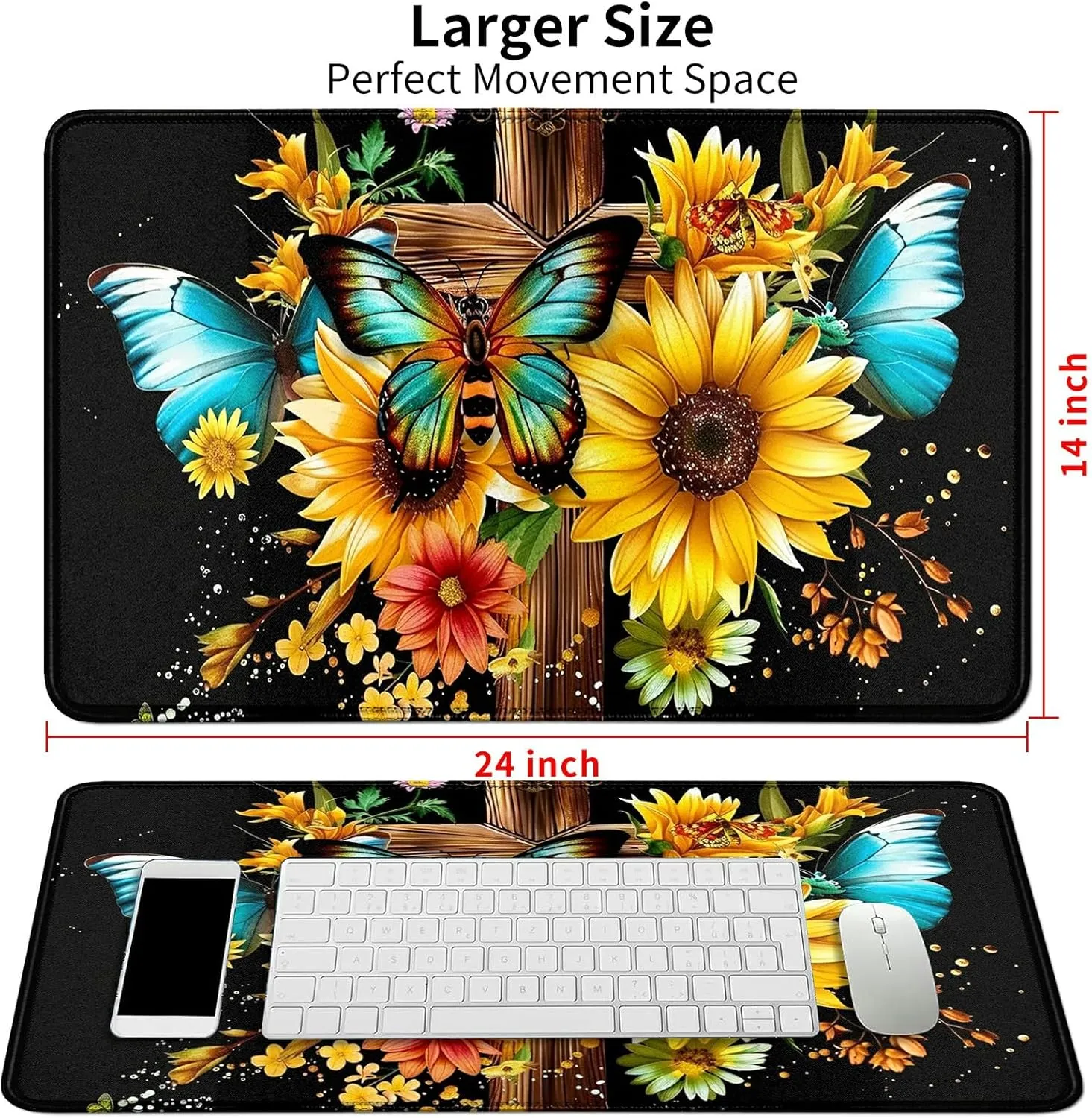 Flowers Like Sunflower Card Mat for MTG & TCG Playmat Mouse Pad,23.6" x 13.8" Game Mat Trading Card Game Playmats Table Mat Perfect for Card Games Video Games Computer Office