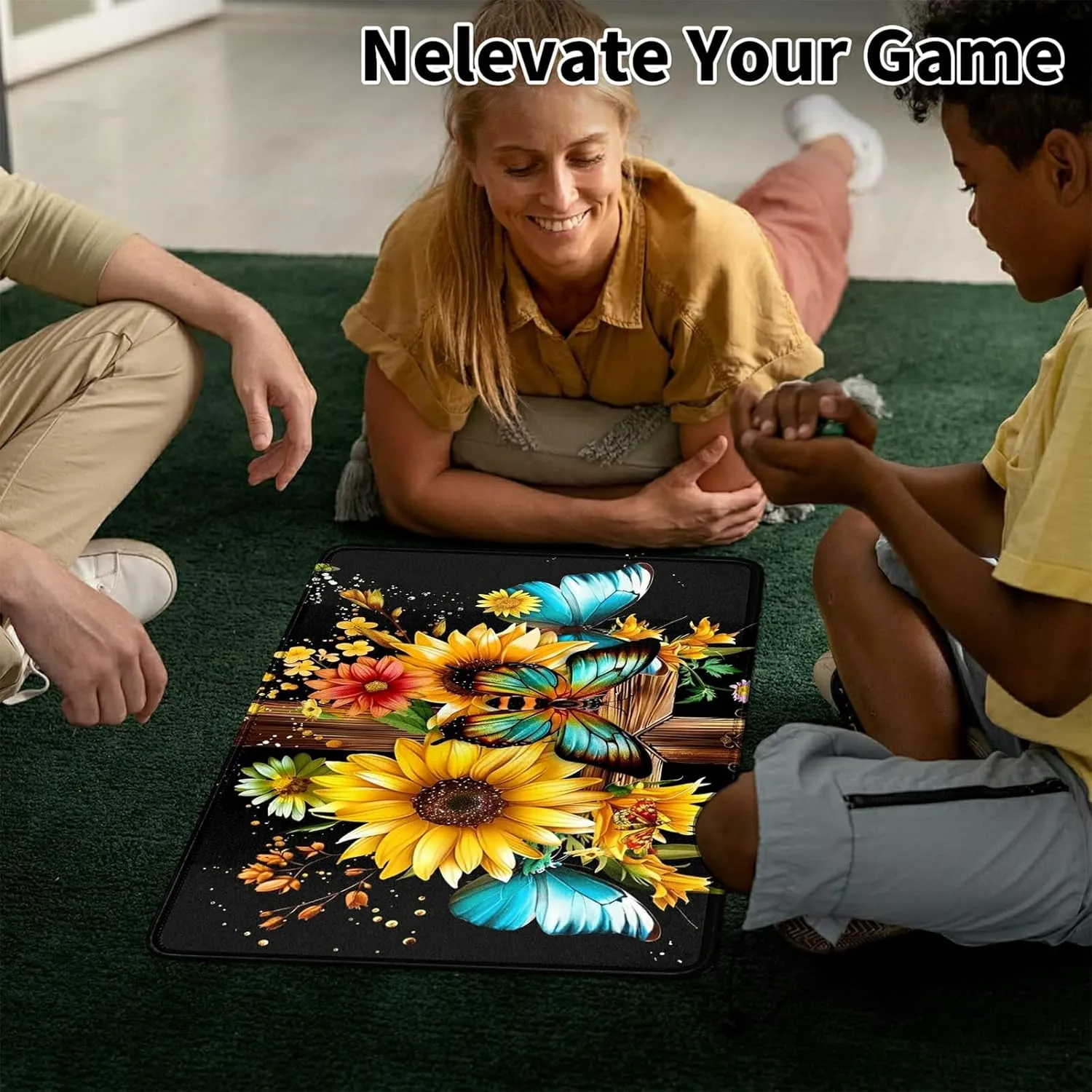 Flowers Like Sunflower Card Mat for MTG & TCG Playmat Mouse Pad,23.6" x 13.8" Game Mat Trading Card Game Playmats Table Mat Perfect for Card Games Video Games Computer Office