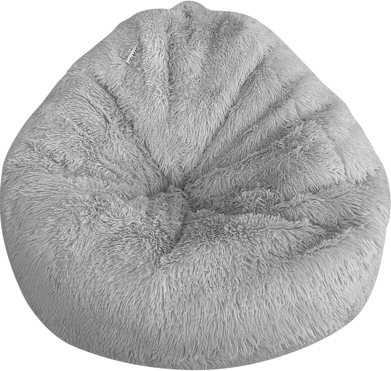 Fluffy Stuffed Animal Storage Bean Bag Chair Cover, Extra Soft 3cm Faux Fur, Comfy for kids, Adults or Teens, 3 ft Light Grey (Cover Only)
