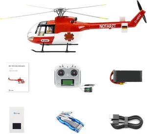 Fly Wing BO105 RC Helicopter with H1 Flight Controller 470 Class 4 Blades Scale Helicopter Maple Leaf BO-105 FLYWING BO105 Hobby rc Helicopters with one Key Return