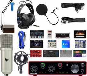 Focusrite Scarlett 4i4 4x4 USB Audio/Midi Interface with Updated 2021 Version Bundled Innovative Music Software And Adjustable Suspension Boom Arm   HD7 Studio Monitoring Headphones