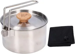 Foldable Camping Pot, Portable Stainless Steel Camping Pot with Lid Outdoor Cooking Pot with Spout Cookware for Camping Hiking Picnic Travel 1000ml