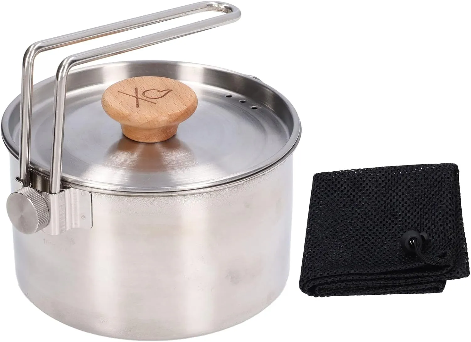 Foldable Camping Pot, Portable Stainless Steel Camping Pot with Lid Outdoor Cooking Pot with Spout Cookware for Camping Hiking Picnic Travel 1000ml