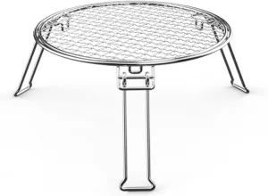 Folding Camping Grill Portable Stainless Steel Grill Grate Outdoor Grill Outdoor Round BBQ Campfire Grill Grid/222