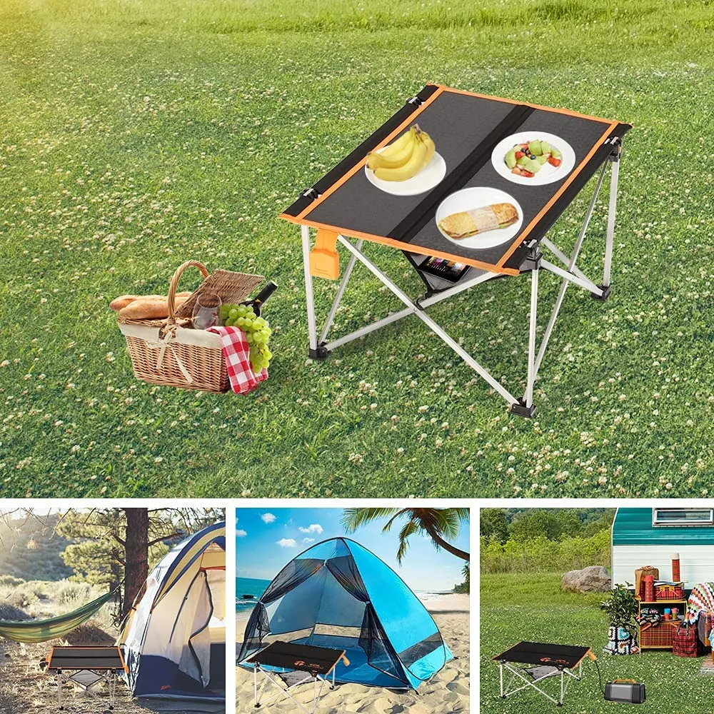 Folding Camping Table | Portable Solar Table with Storage Bag | Ultralight Folding Table for Outdoor, Picnic, Beach, BBQ, Hiking, Backpacking