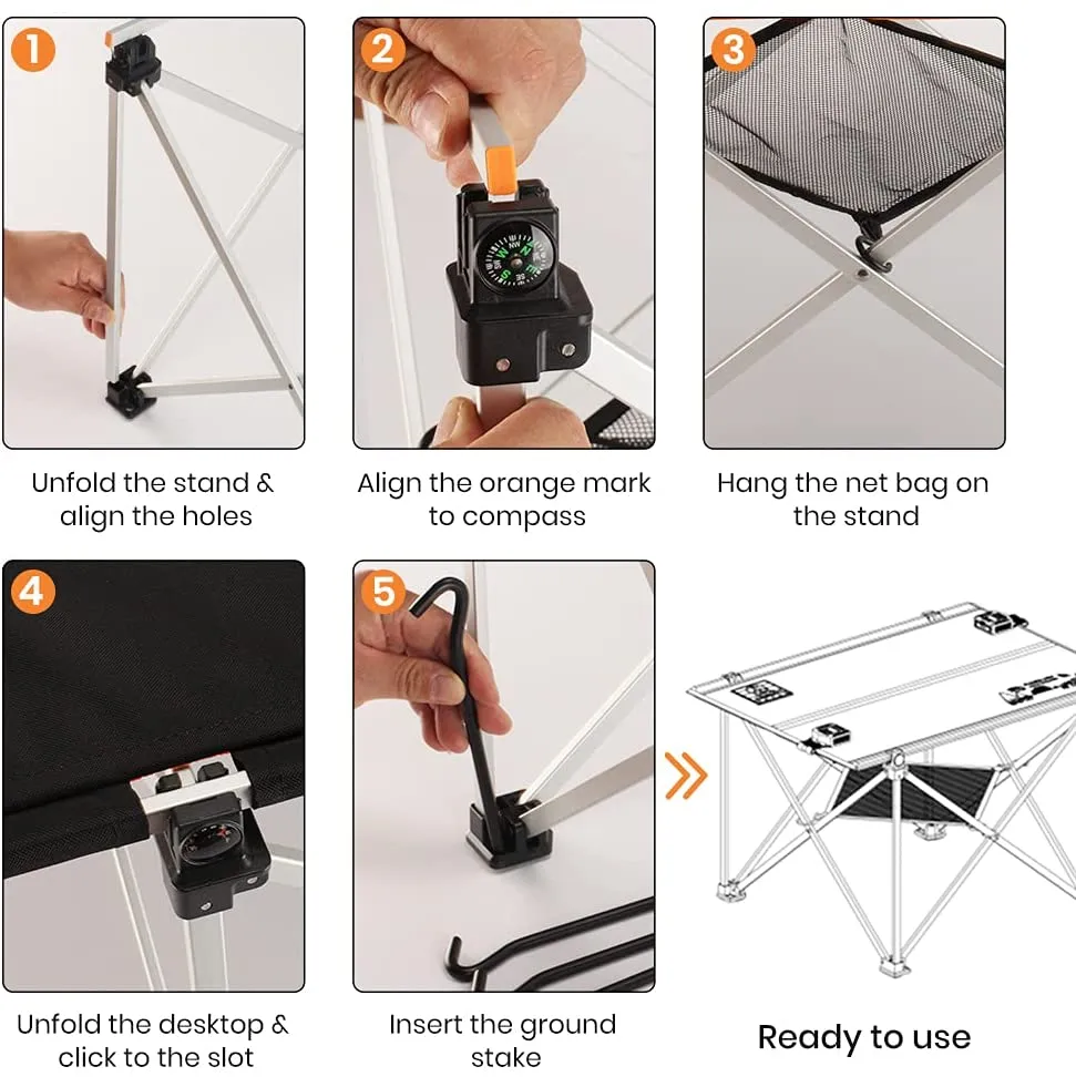 Folding Camping Table | Portable Solar Table with Storage Bag | Ultralight Folding Table for Outdoor, Picnic, Beach, BBQ, Hiking, Backpacking