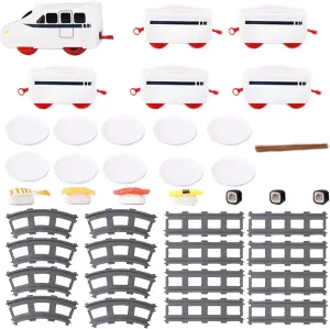 Food Train For Table Sushi Train Rotating Food Train for Table Household Dinner Train with Rail Conveyor Belt, Serving Tray Battery Powered Train Table for Party, Display Table, Swing Plate, Style 1
